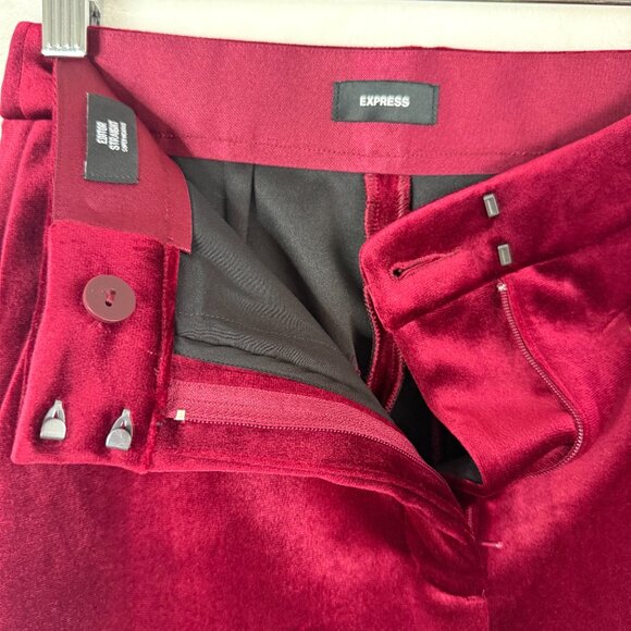 Express Editor Straight Super High Rise Velvet Stretch Ankle Pants Womens 2 Red - Picture 2 of 8